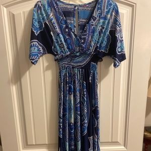 Unbranded Blue Floral Short Sleeve Dress